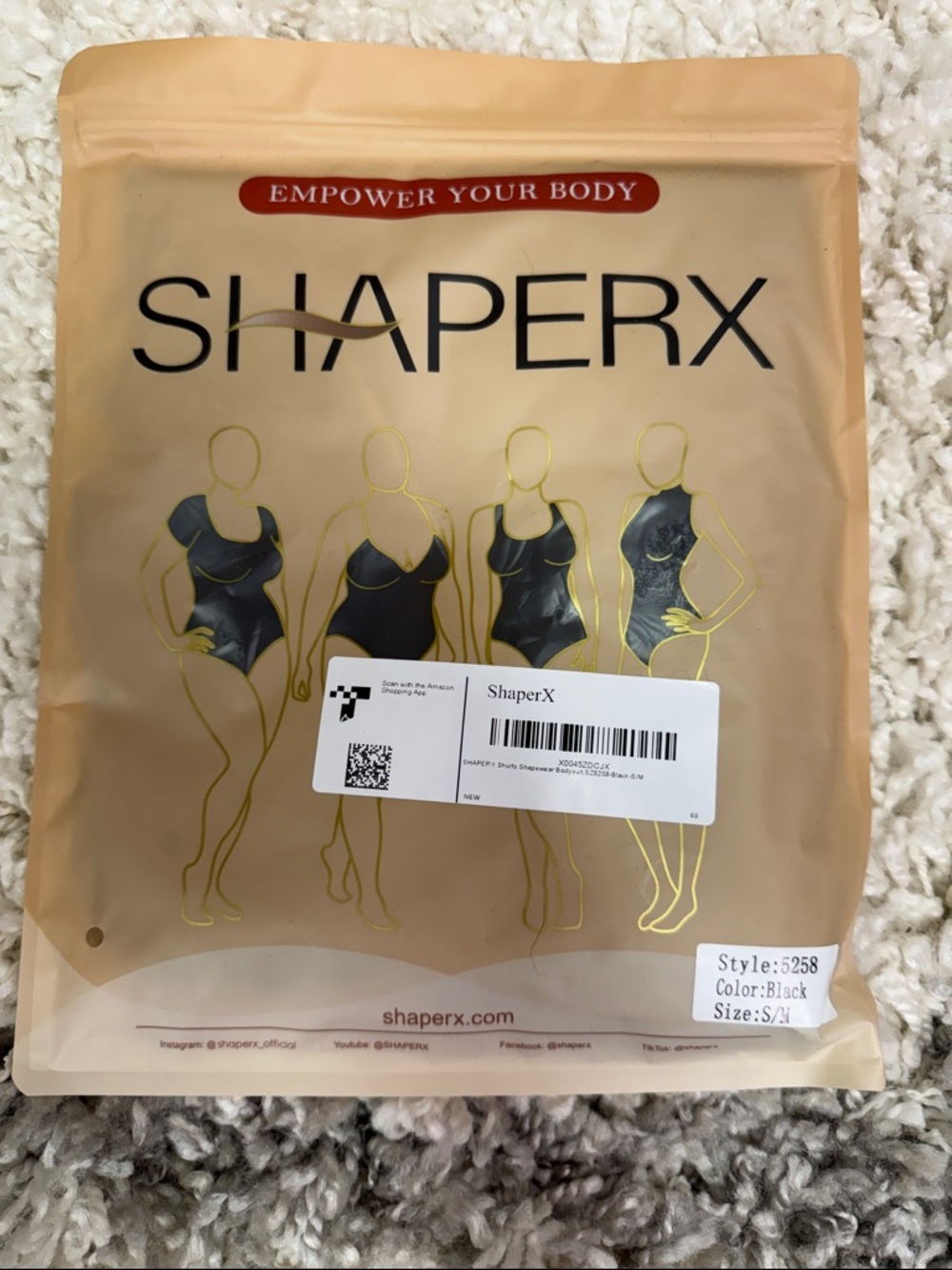 ShaperX Women's Black Shaping Bodysuit